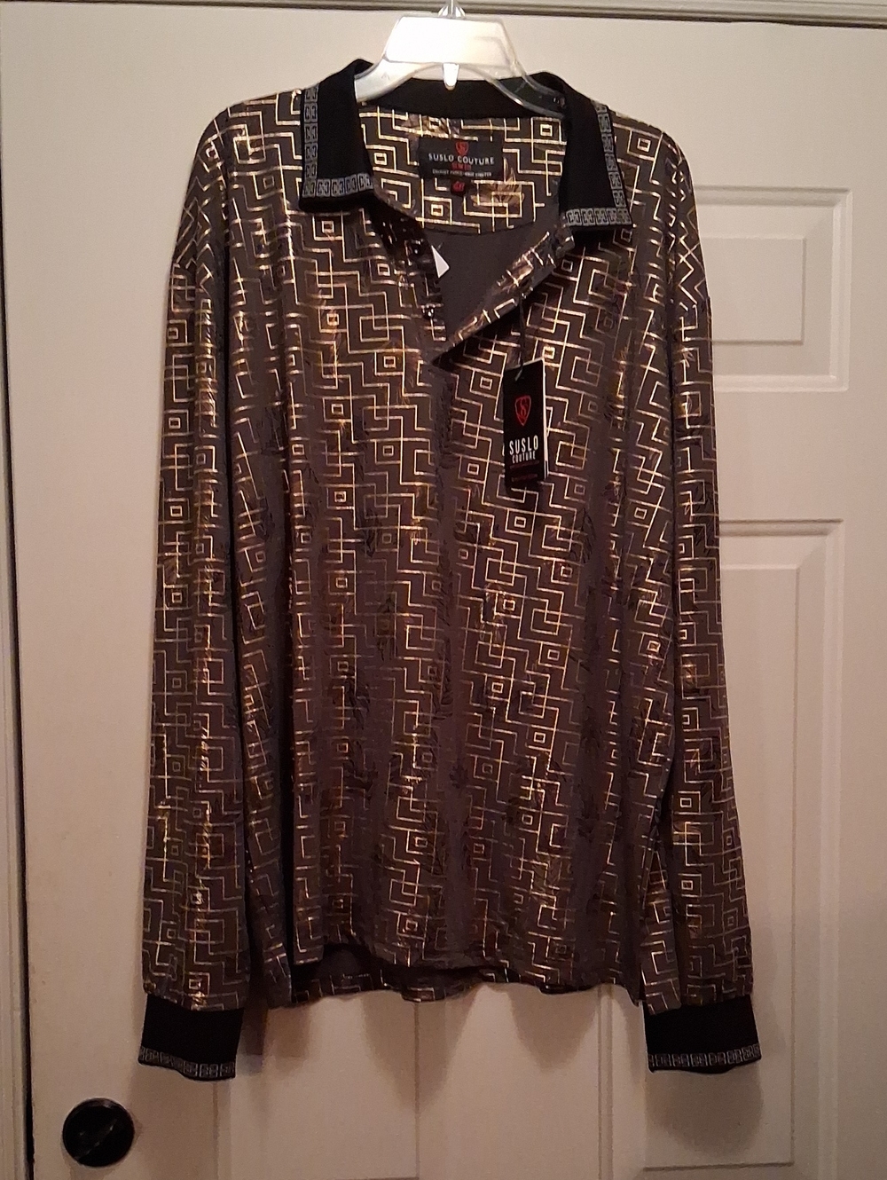 Suslo Couture Long Sleeve Metallic Collection Polo